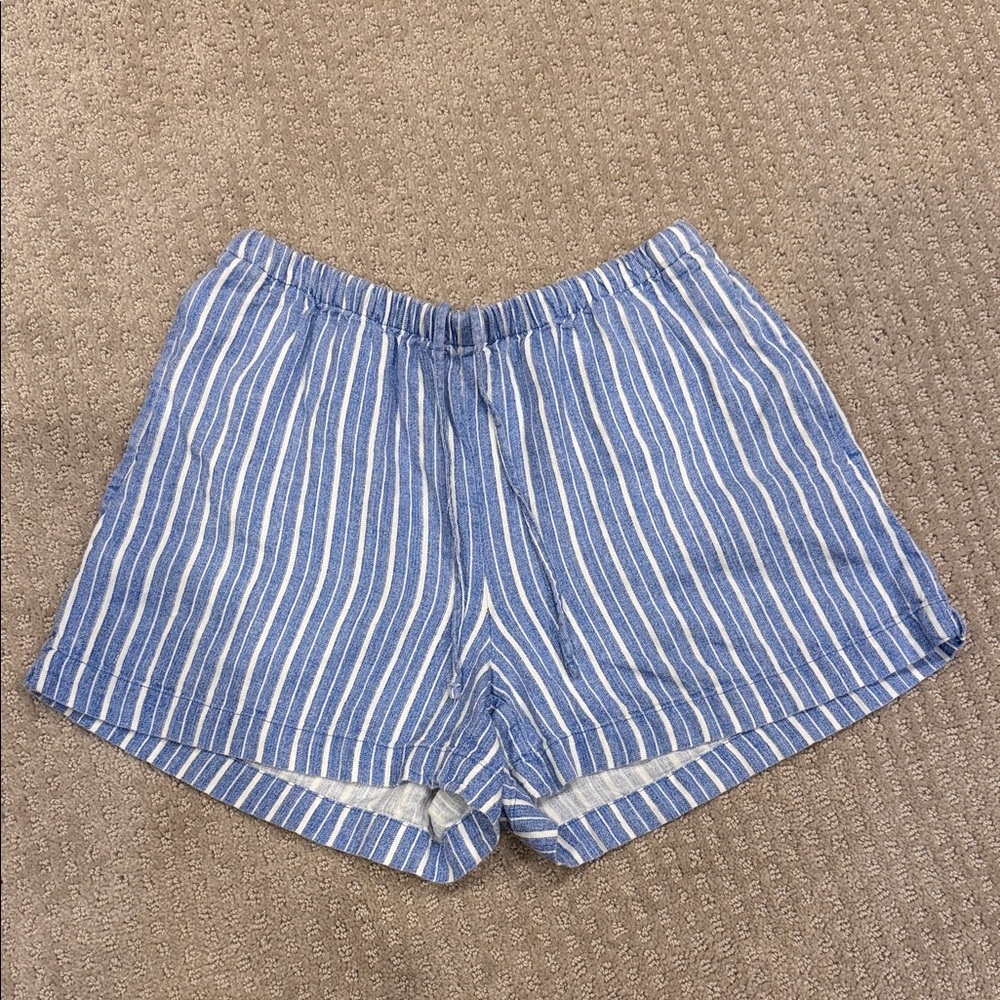 a new day Blue and White Striped High Waist Shorts